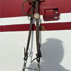 Brown Leather Horse Bridle with Silver Concho